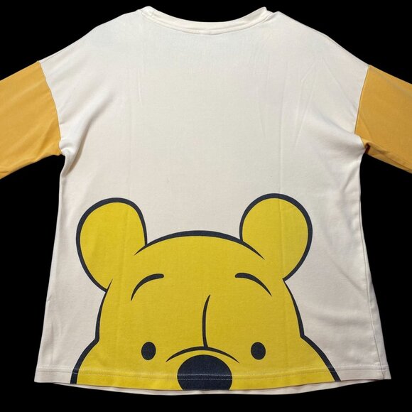 Disney Winnie The Pooh Cream & Yellow Long Sleeve Cotton Shirt Womens Size M - Picture 2 of 13